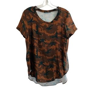 Acrobat 100% Silk Camo Top Size Small